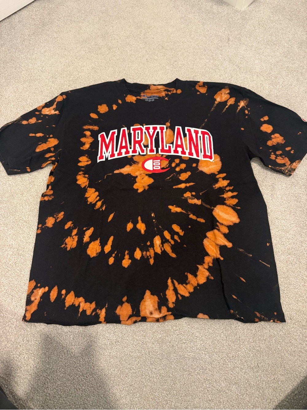 Champion Black & Orange Maryland Tie-Dye Tee